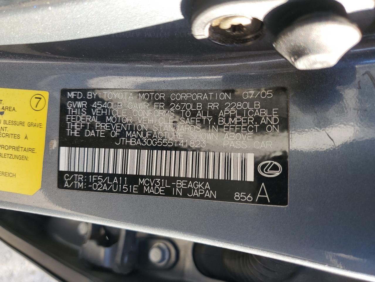 2005 LEXUS ES 330