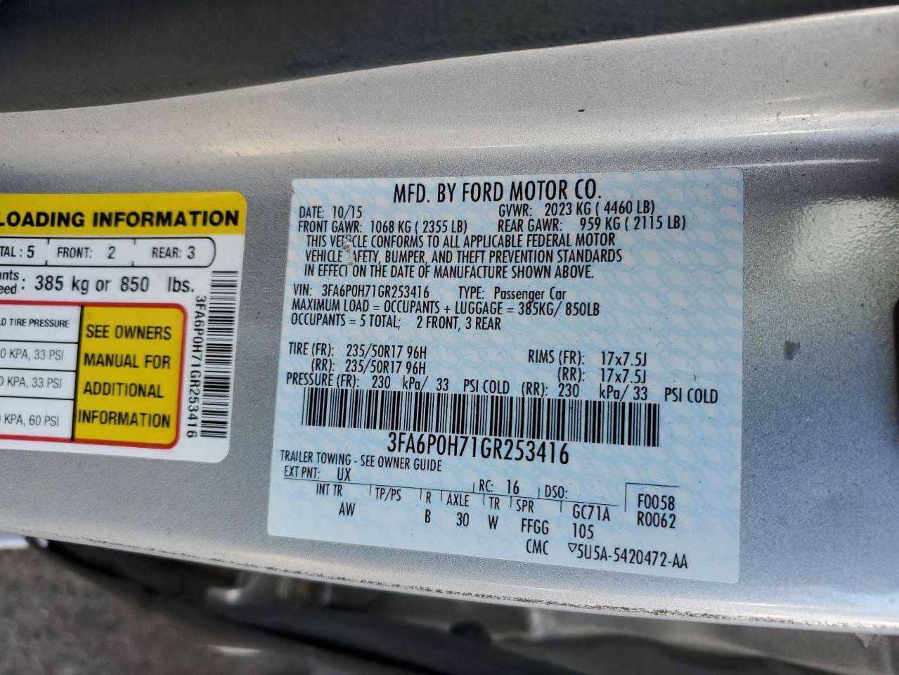 2016 FORD FUSION