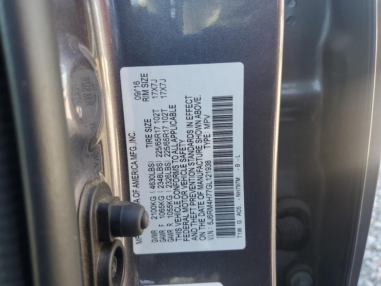 2016 HONDA CR-V