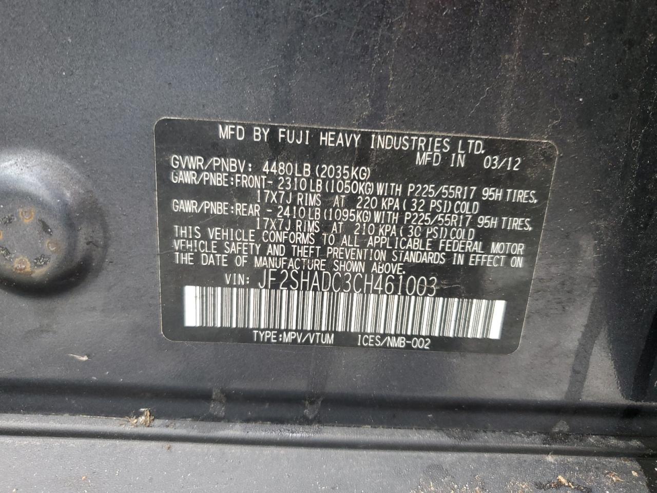 2012 SUBARU FORESTER