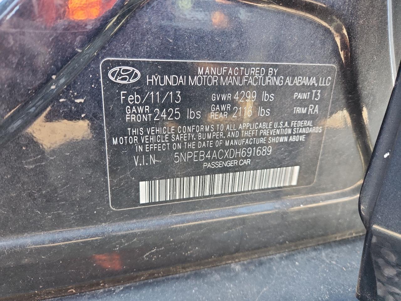2013 HYUNDAI SONATA