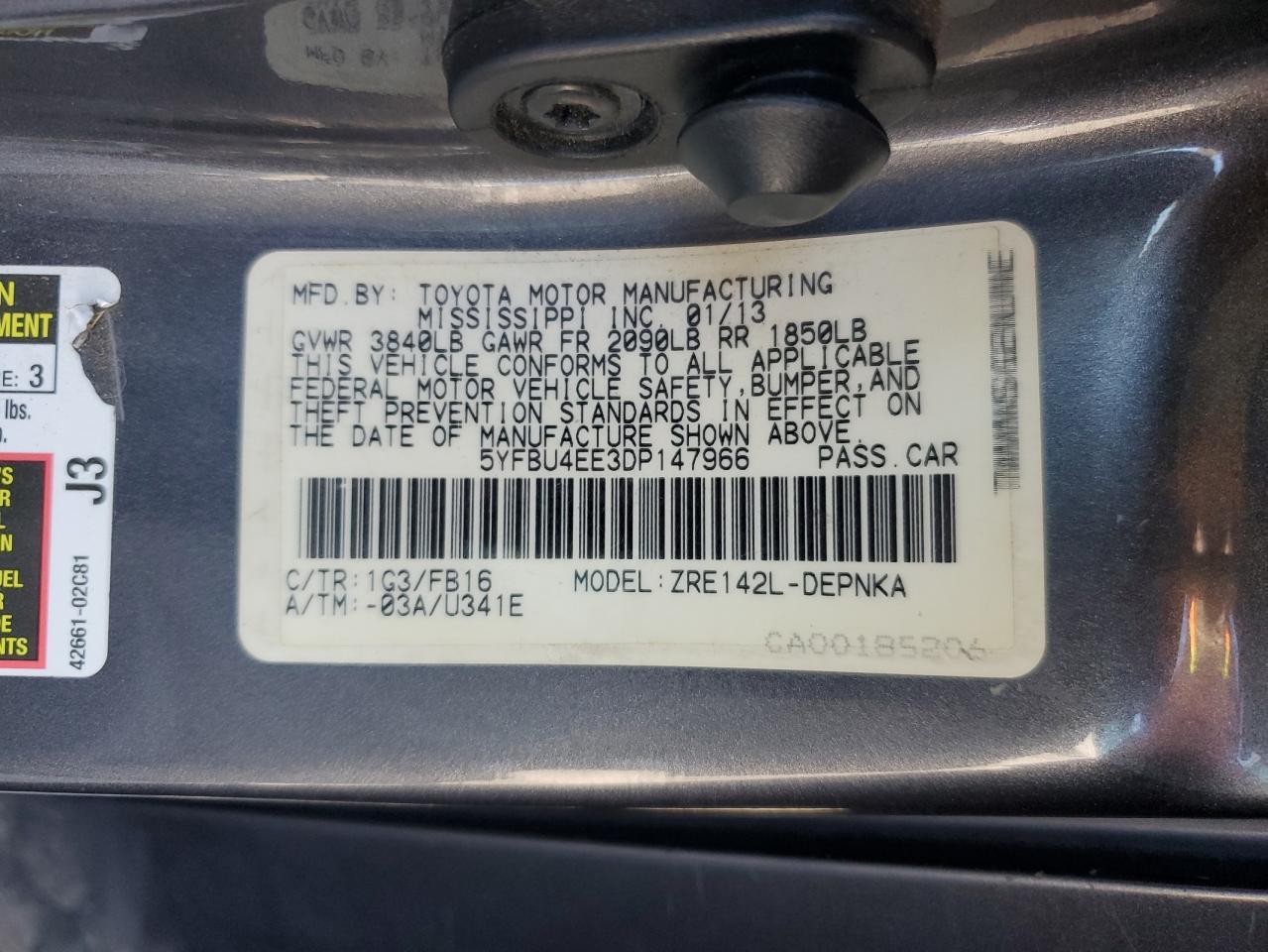 2013 TOYOTA COROLLA