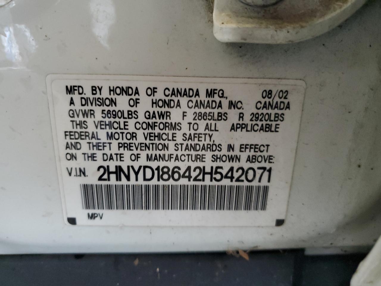 2002 ACURA MDX
