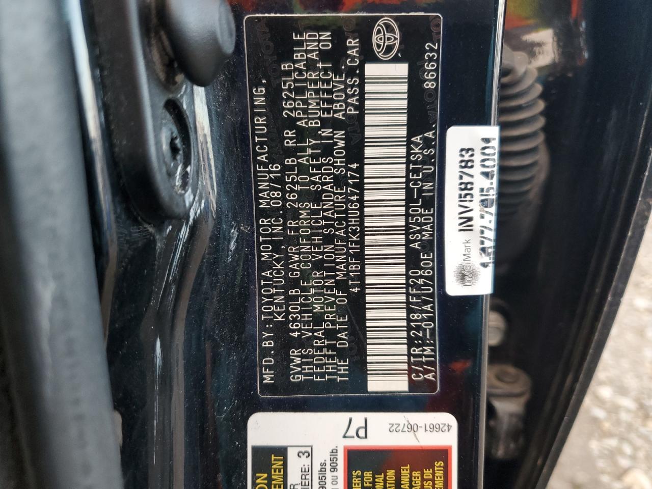 2017 TOYOTA CAMRY