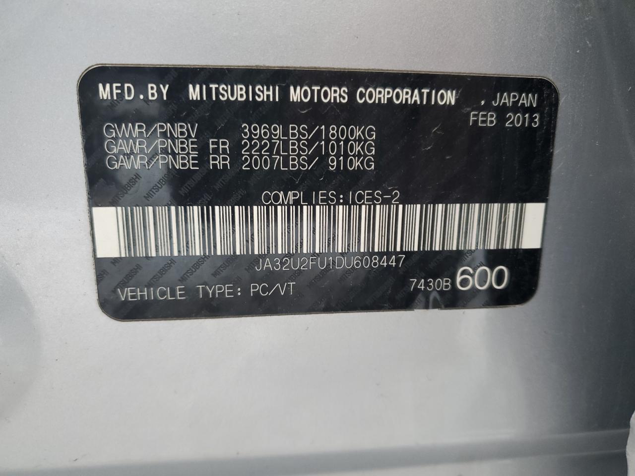 2013 MITSUBISHI LANCER
