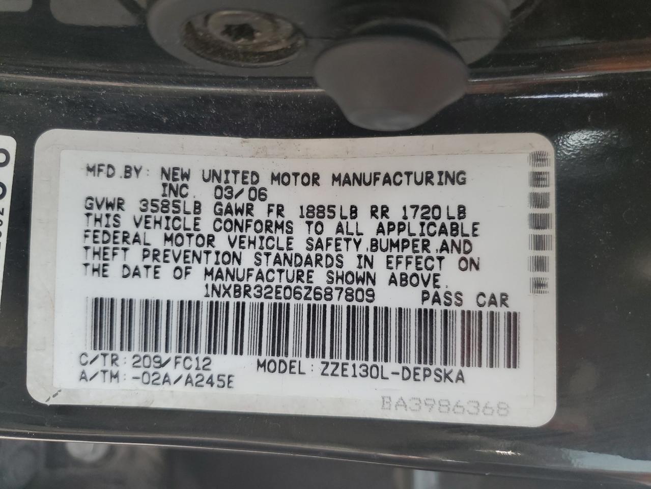 2006 TOYOTA COROLLA