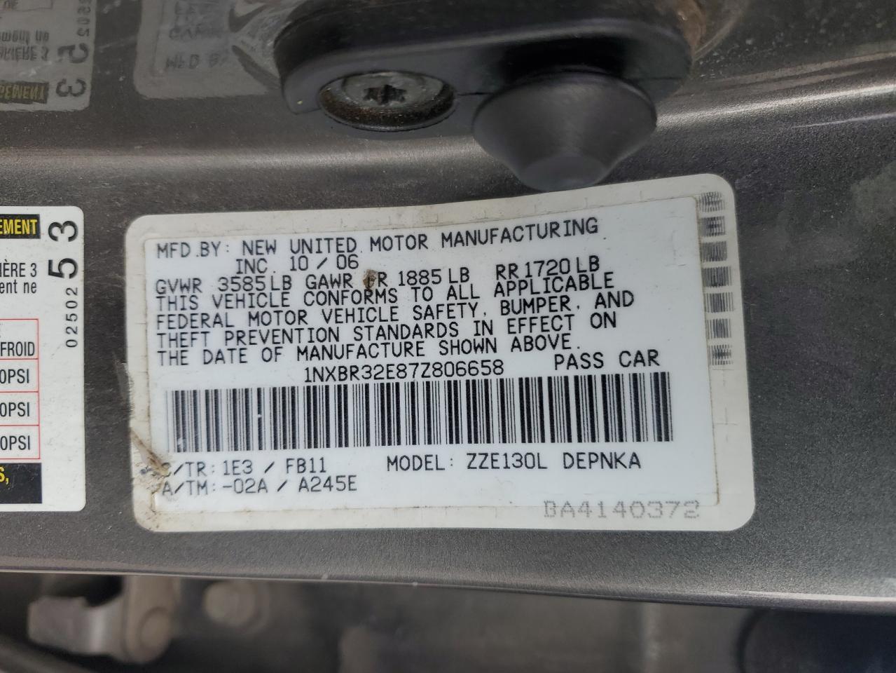 2007 TOYOTA COROLLA