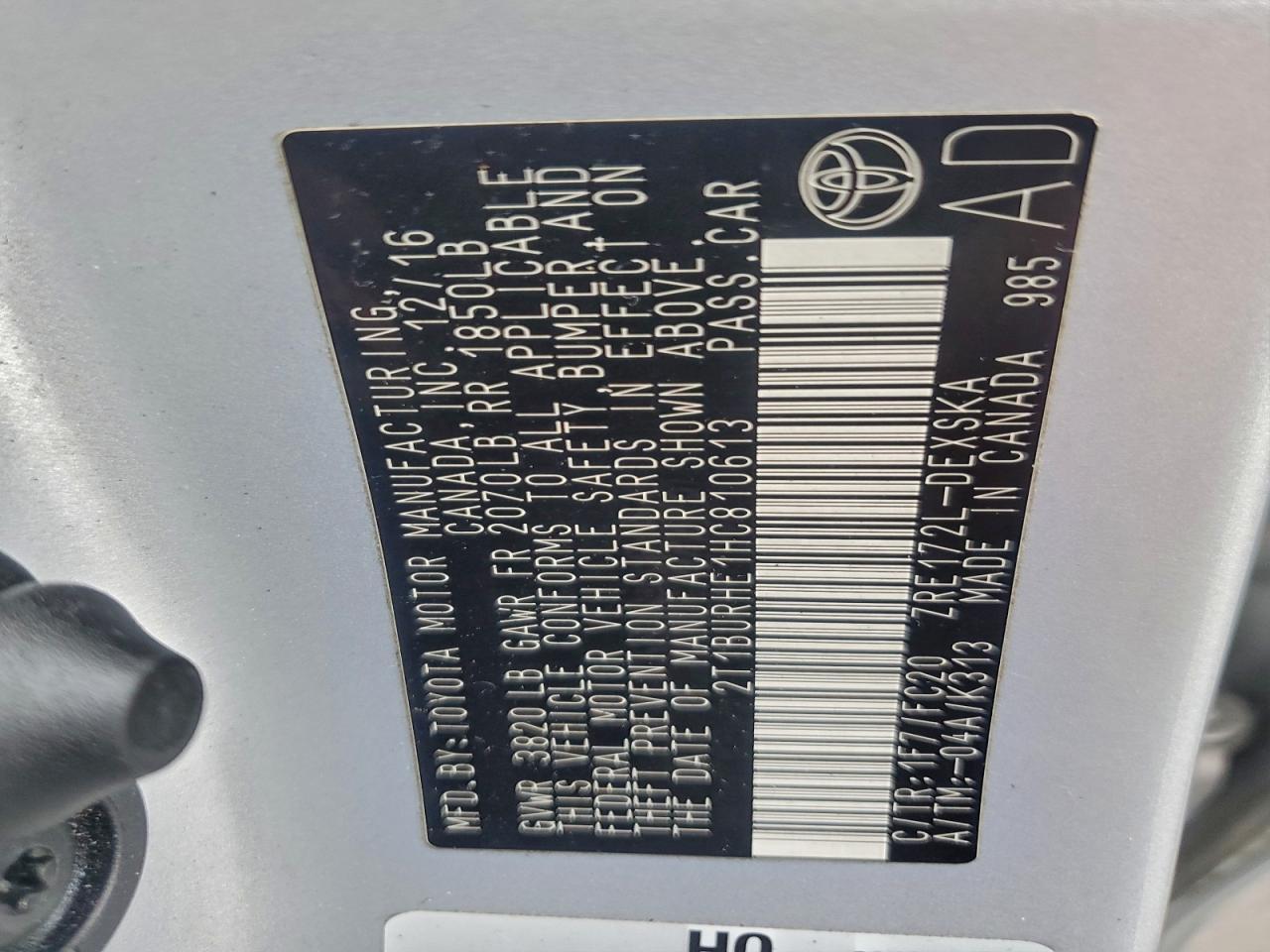 2017 TOYOTA COROLLA