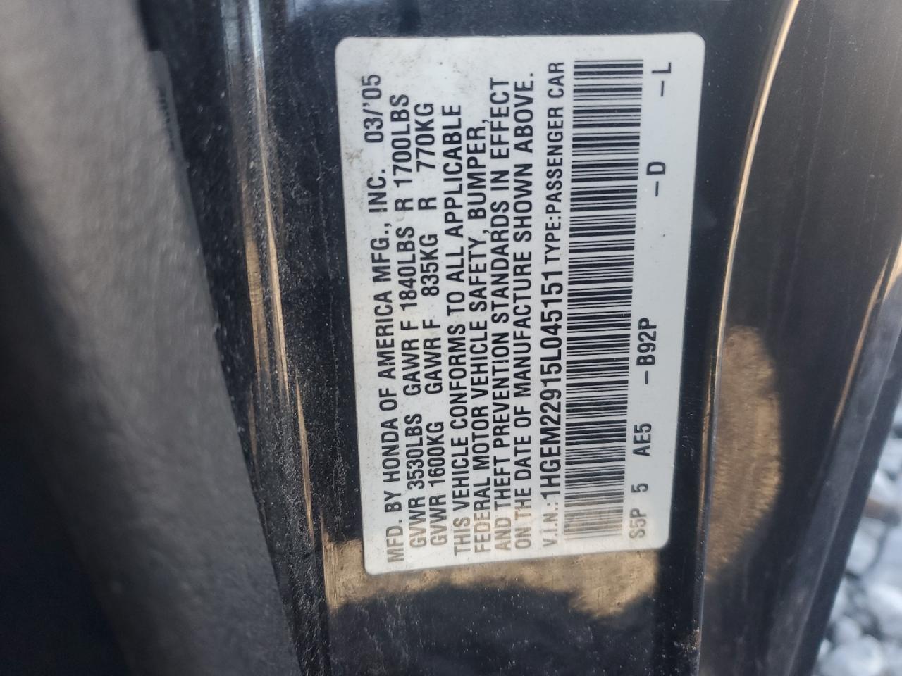 2005 HONDA CIVIC