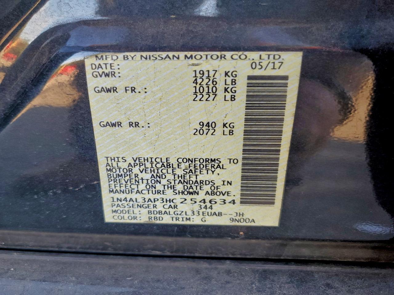 2017 NISSAN ALTIMA