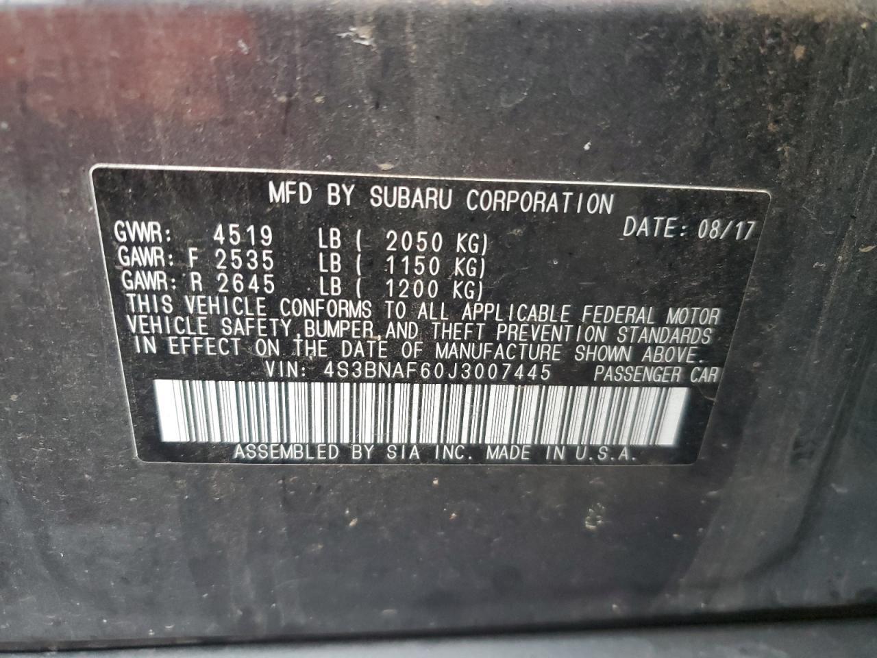 2018 SUBARU Legacy