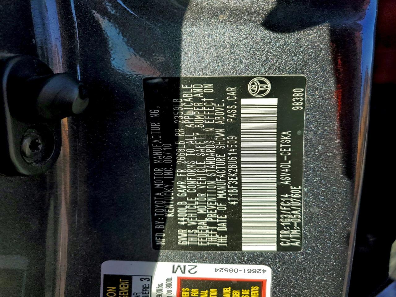 2011 TOYOTA CAMRY