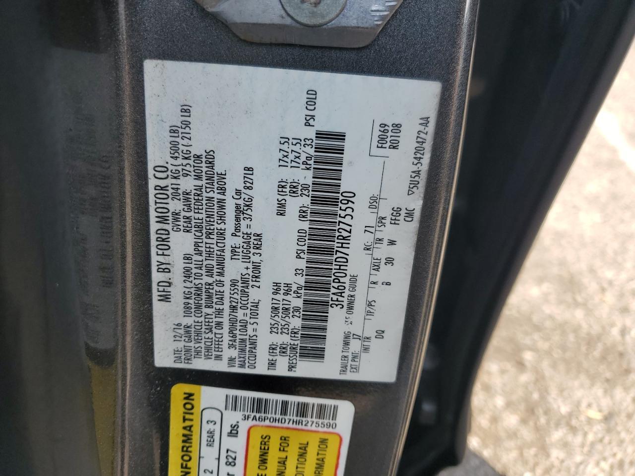 2017 FORD FUSION