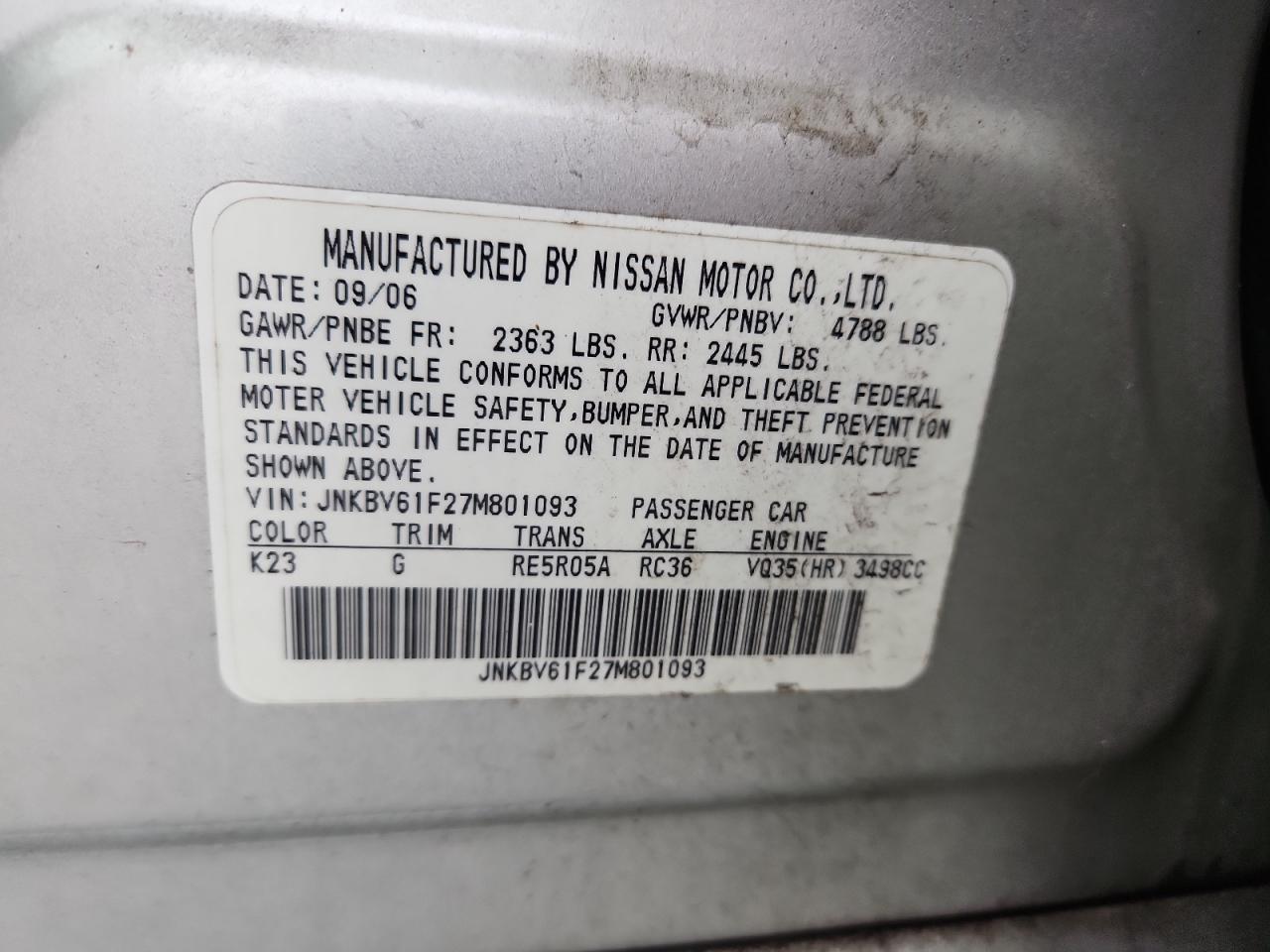 2007 INFINITI G35