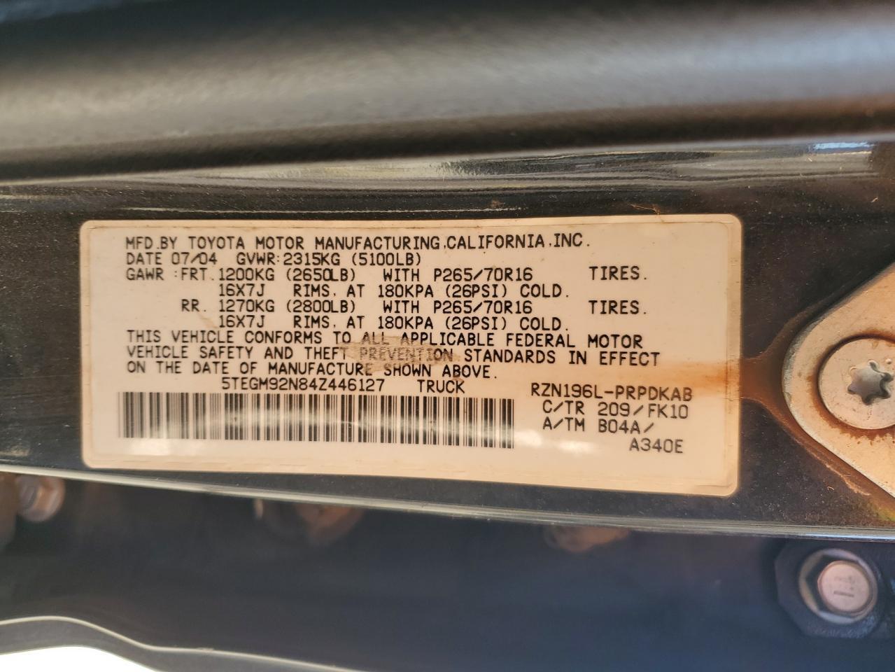 2004 TOYOTA TACOMA