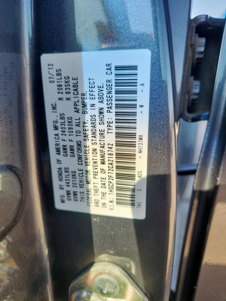 2012 HONDA ACCORD