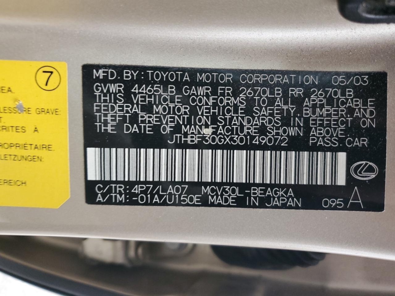 2003 LEXUS Es 300