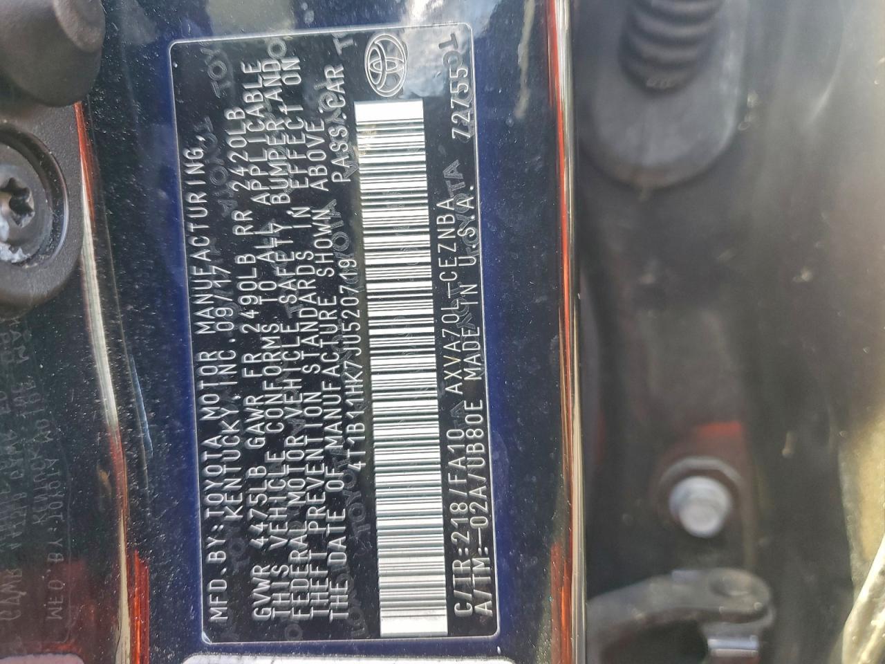 2018 TOYOTA CAMRY