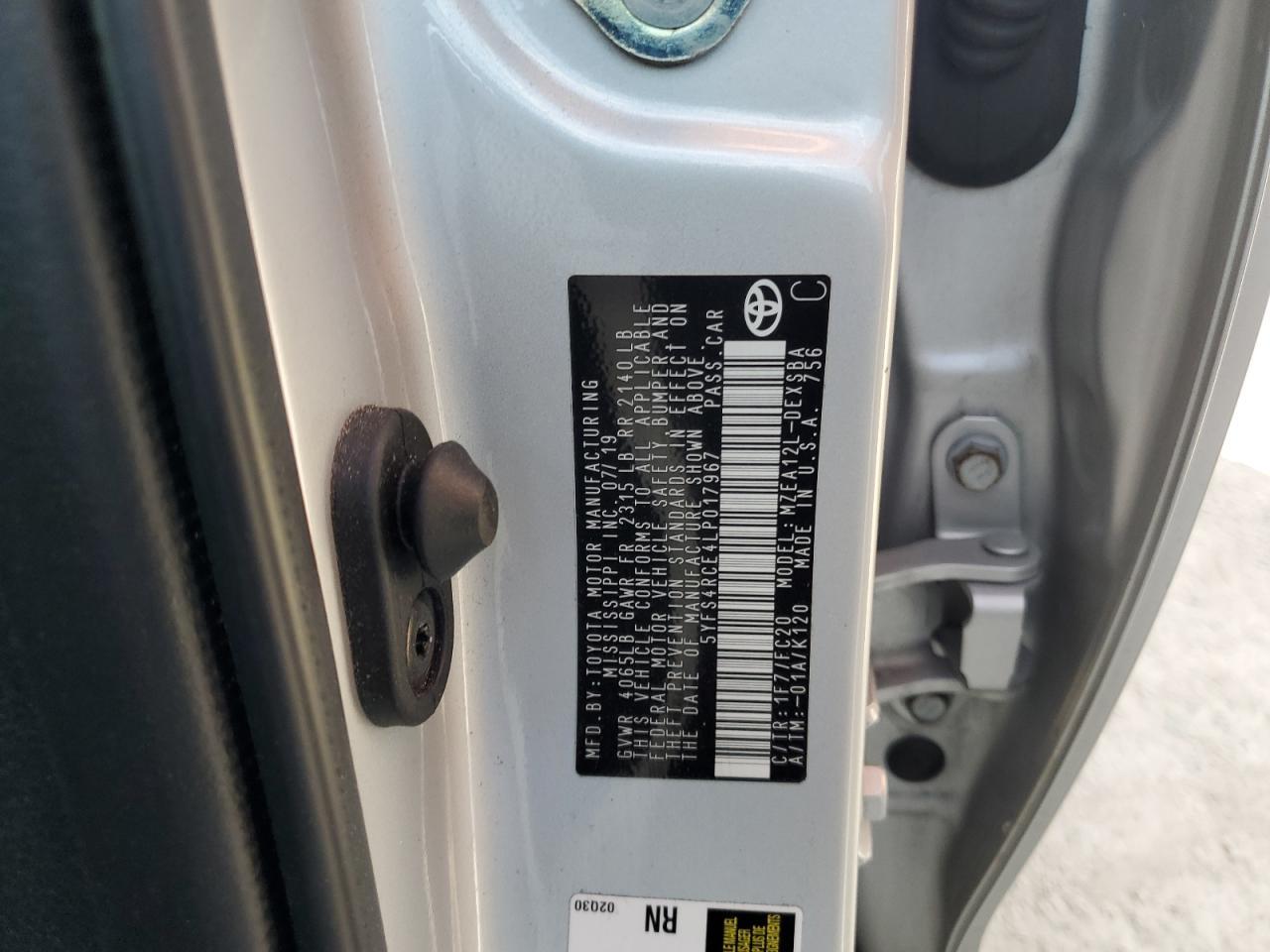 2020 TOYOTA COROLLA