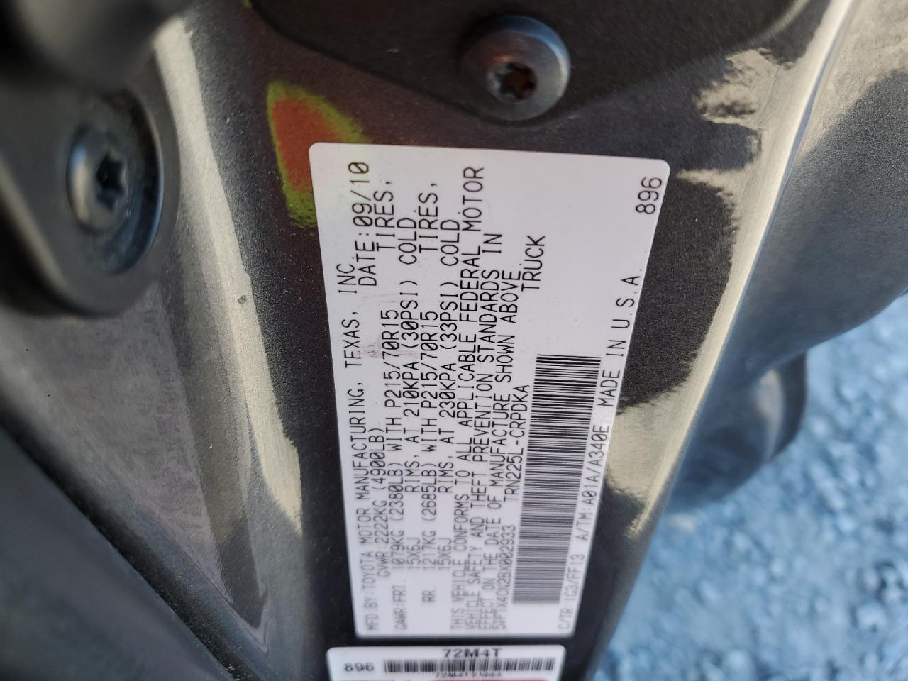 2011 TOYOTA TACOMA