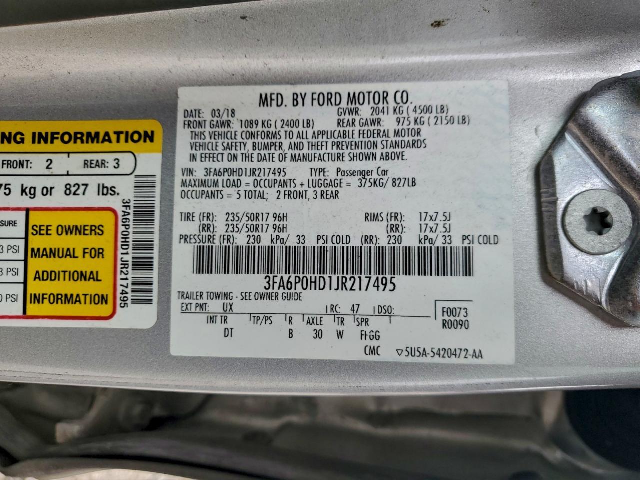 2018 FORD FUSION