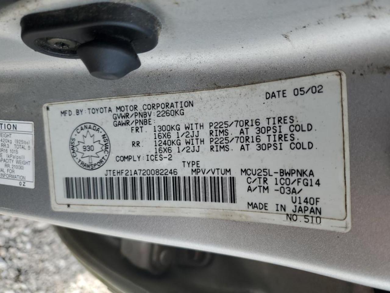 2002 TOYOTA HIGHLANDER