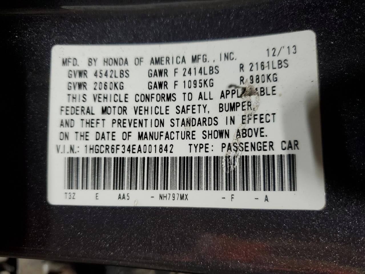 2014 HONDA ACCORD
