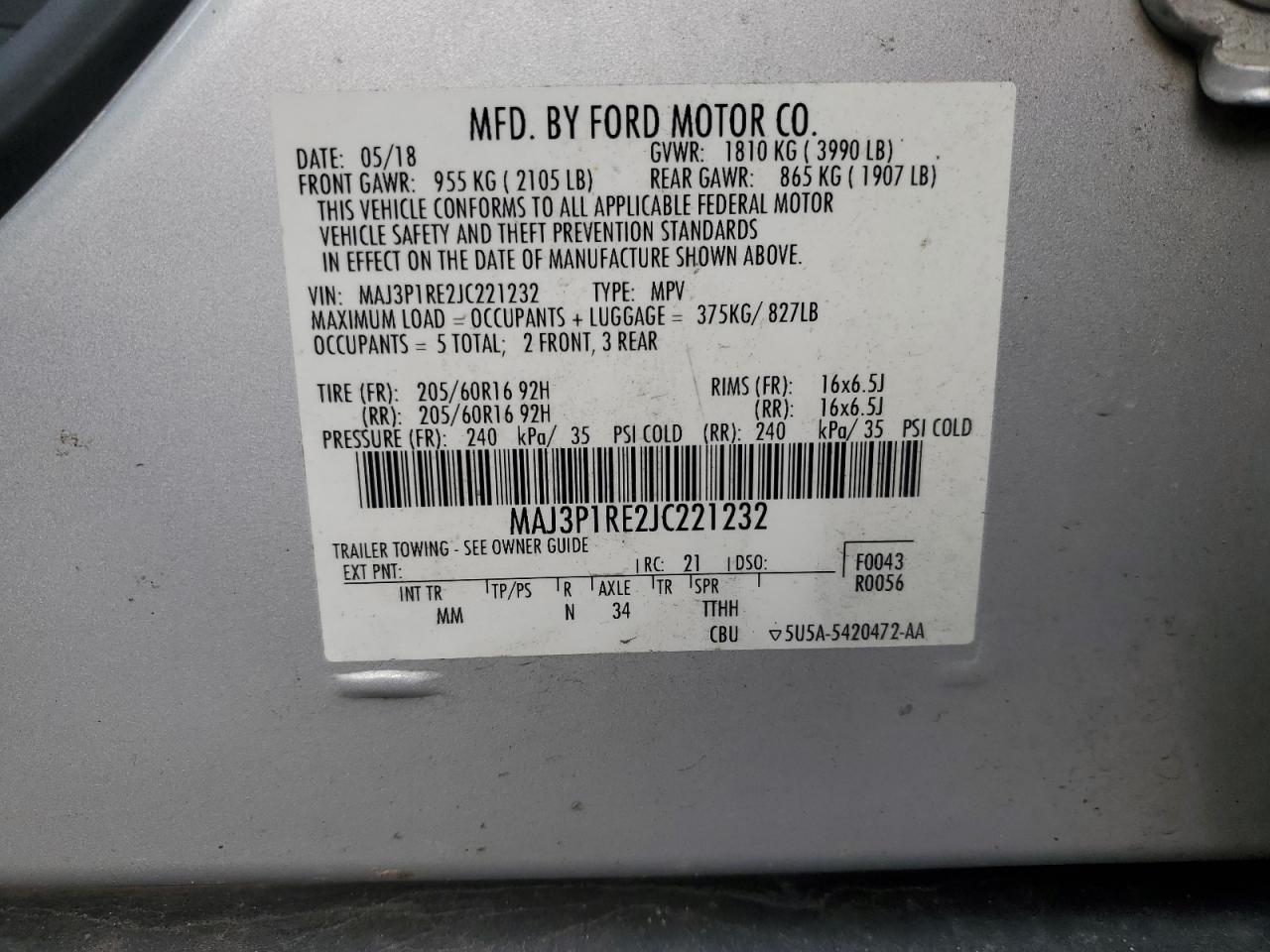 2018 FORD EcoSport