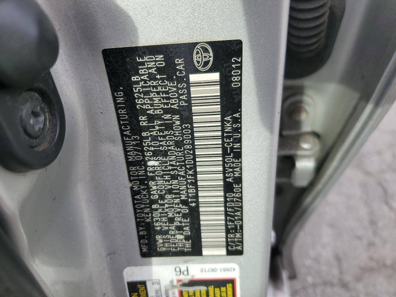 2013 TOYOTA CAMRY