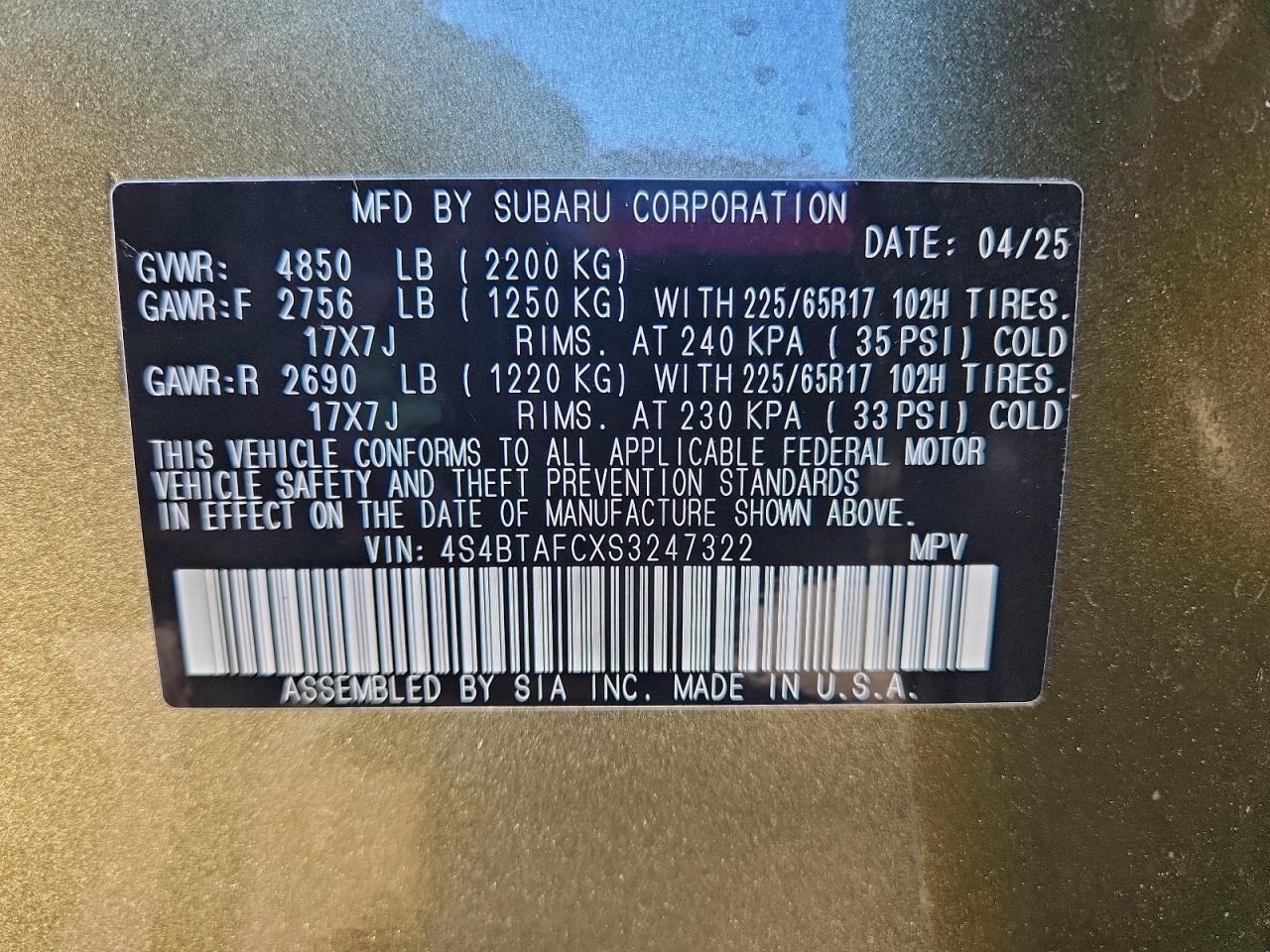 2025 SUBARU Outback
