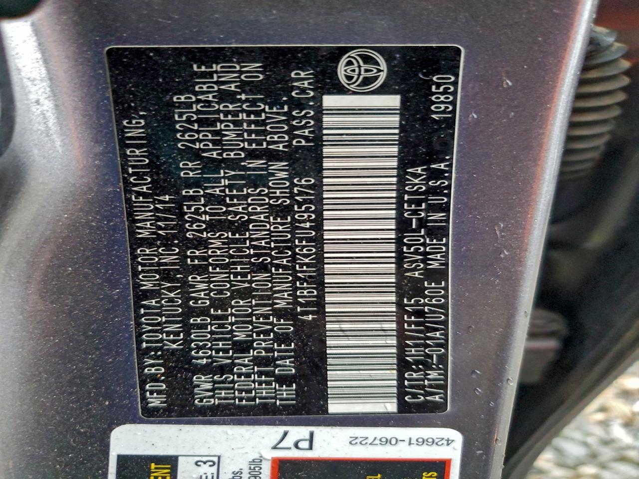 2015 TOYOTA CAMRY