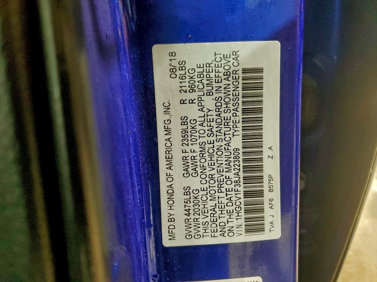 2018 HONDA ACCORD
