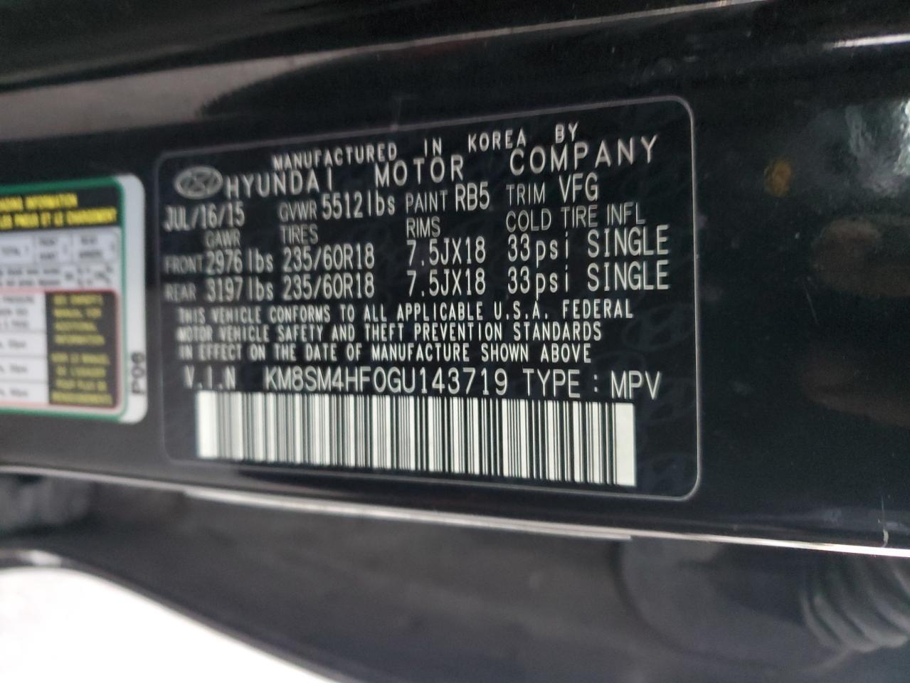 2016 HYUNDAI SANTA FE
