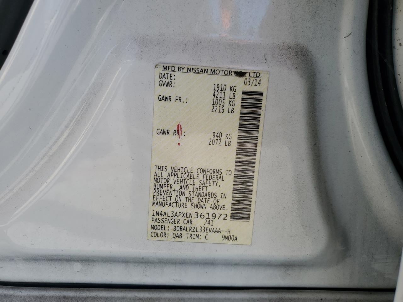 2014 NISSAN ALTIMA
