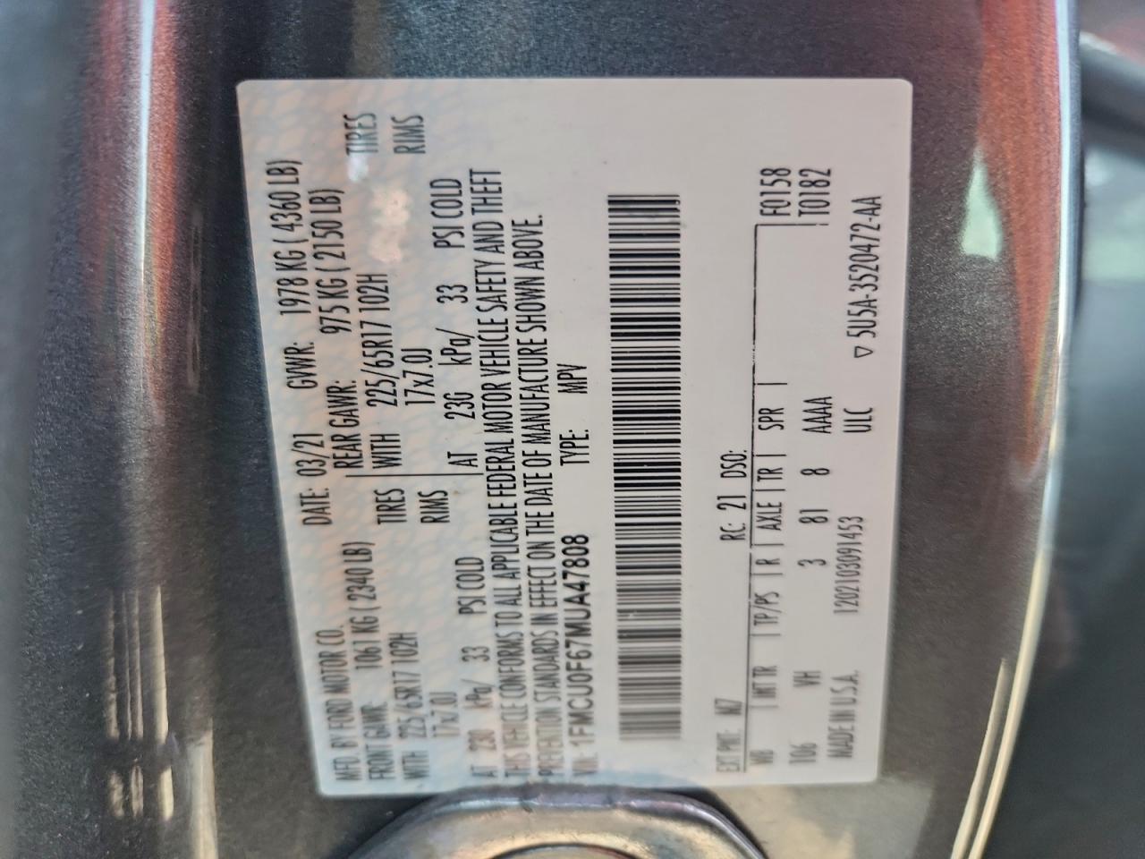 2021 FORD ESCAPE