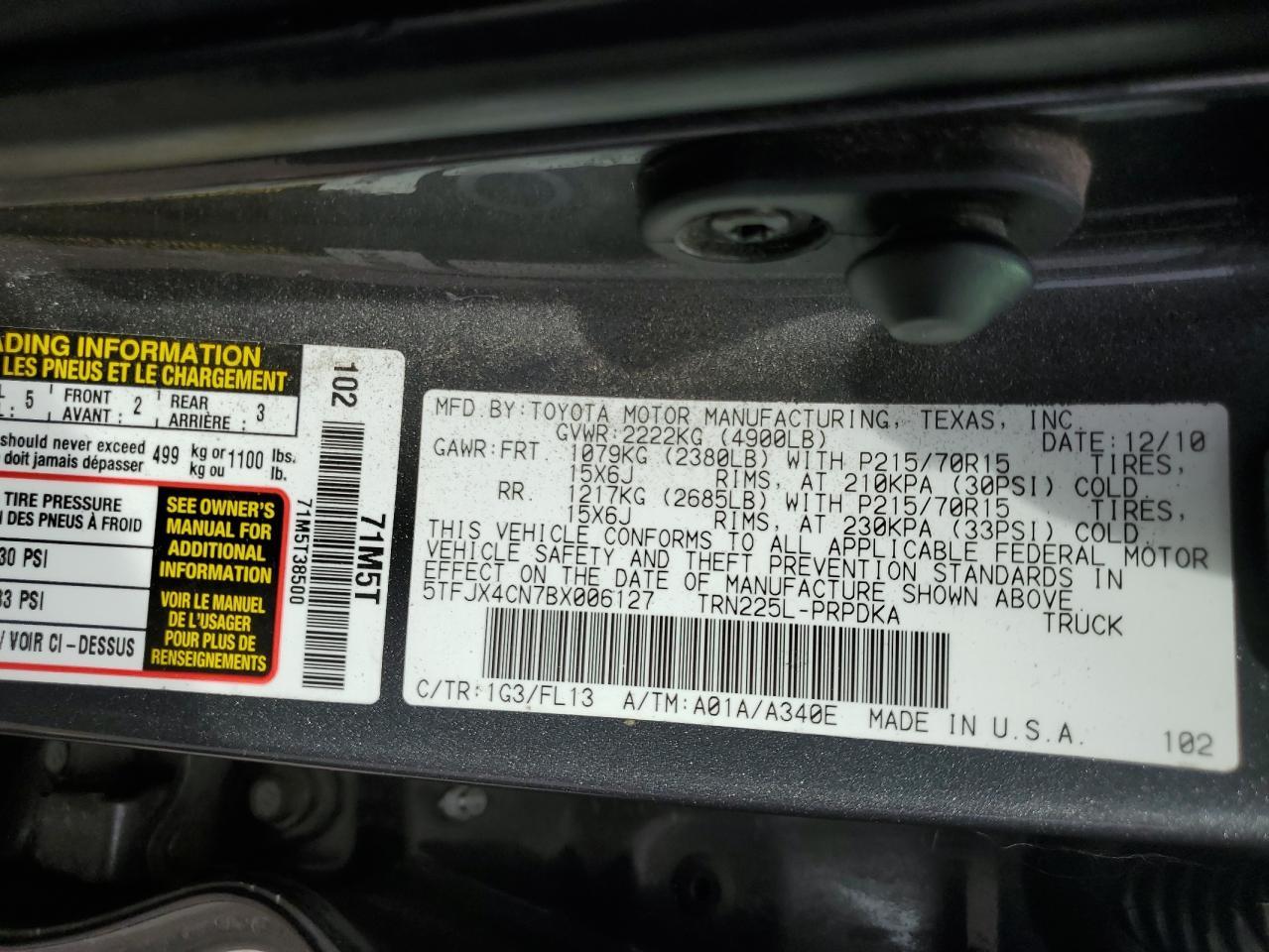 2011 TOYOTA TACOMA