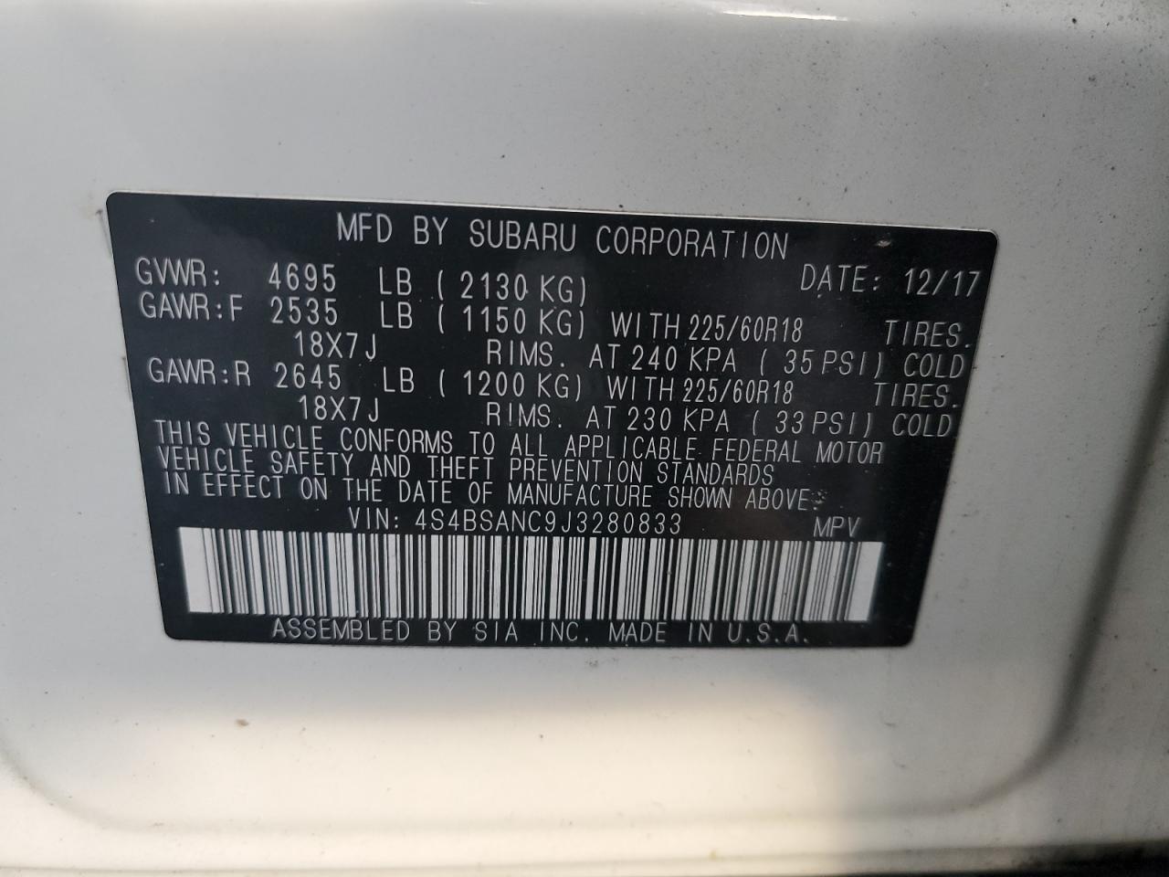 2018 SUBARU Outback