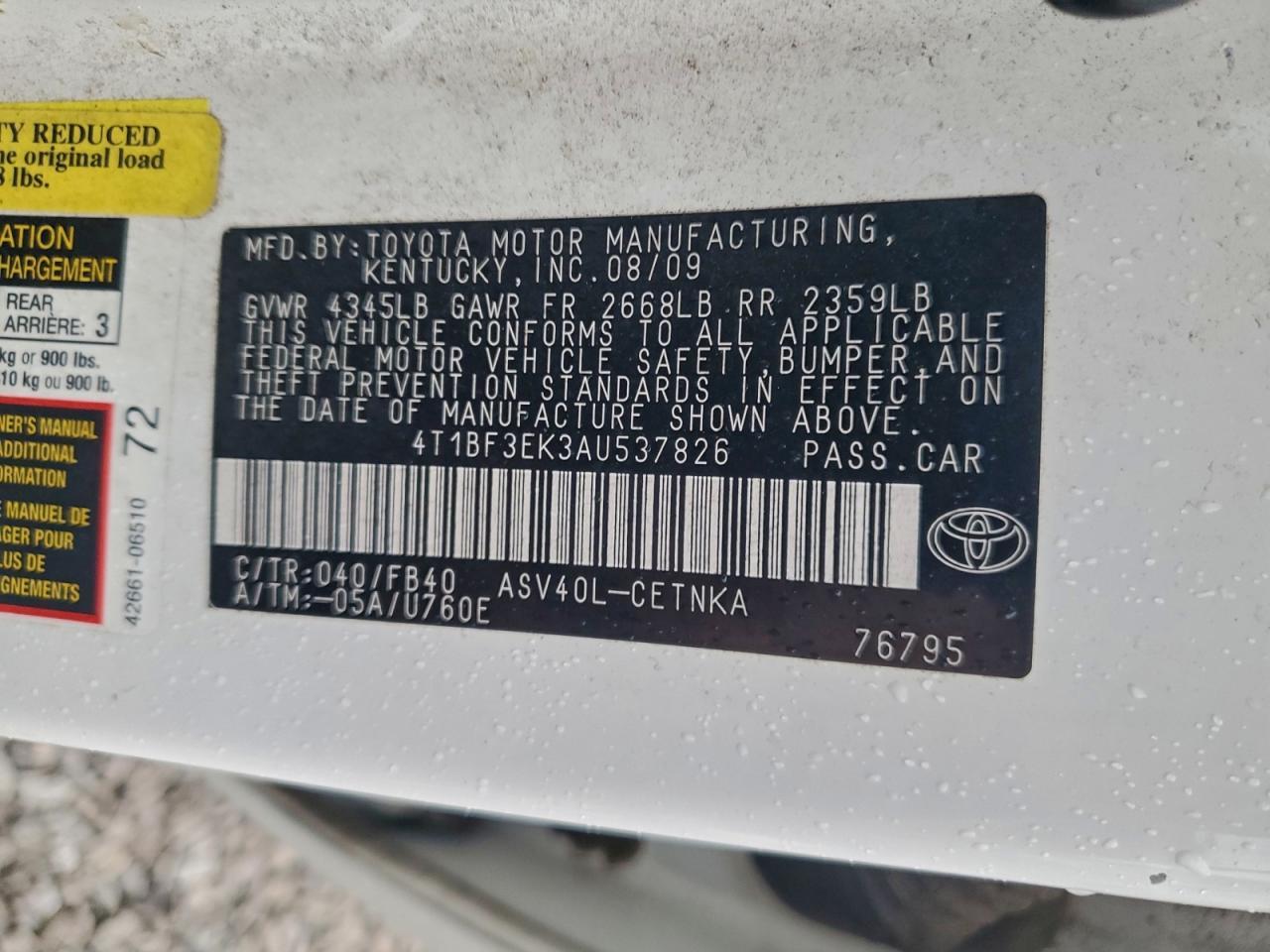 2010 TOYOTA CAMRY