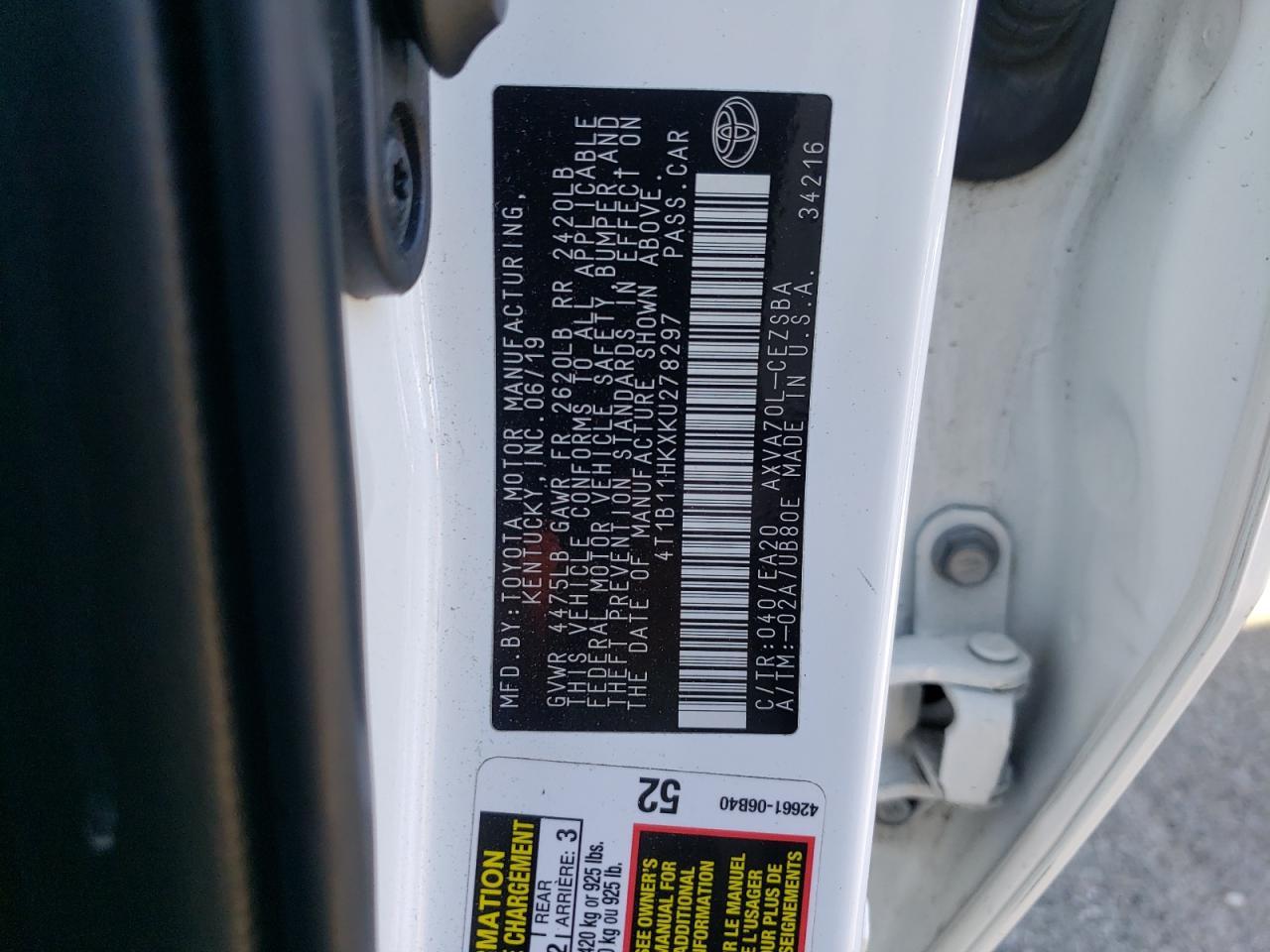 2019 TOYOTA CAMRY