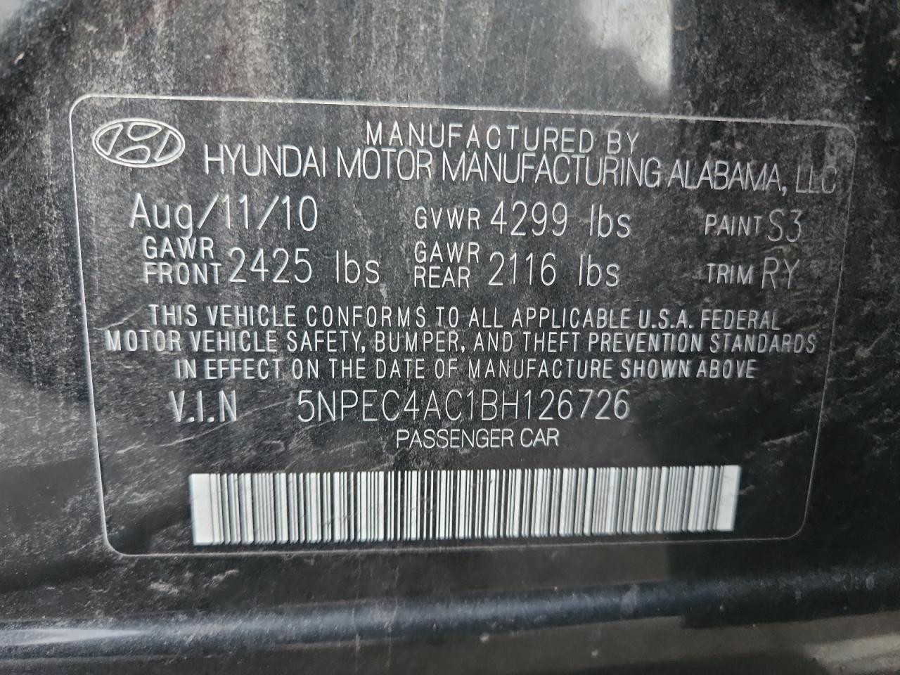 2011 HYUNDAI SONATA