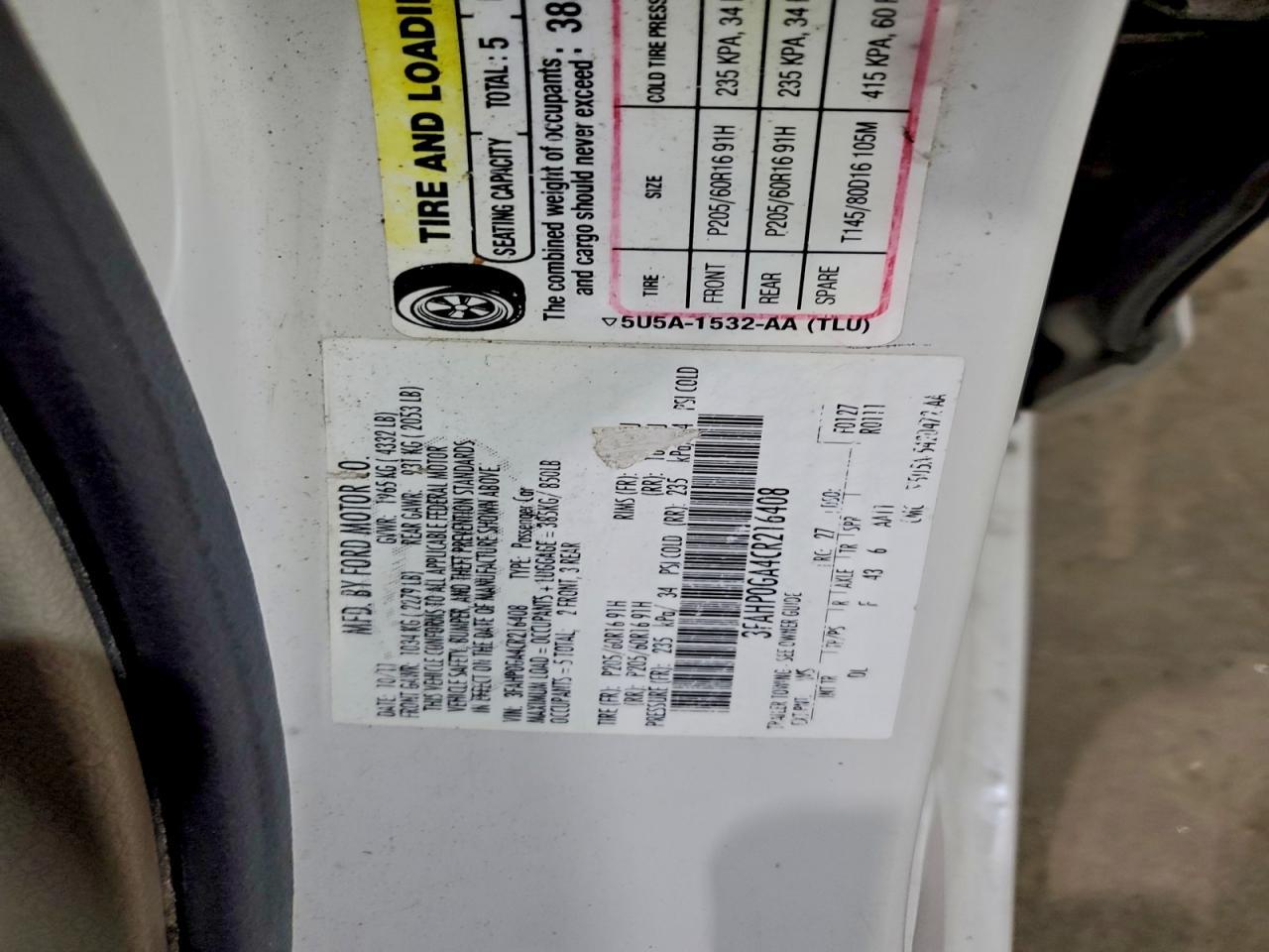 2012 FORD FUSION