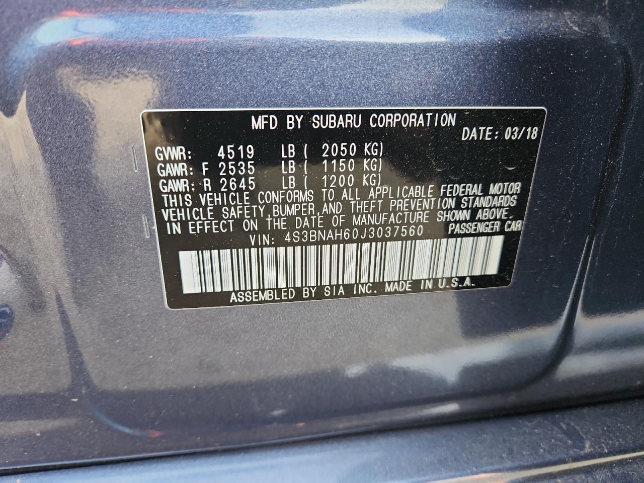 2018 SUBARU Legacy