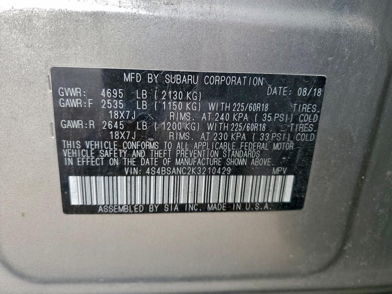 2019 SUBARU Outback