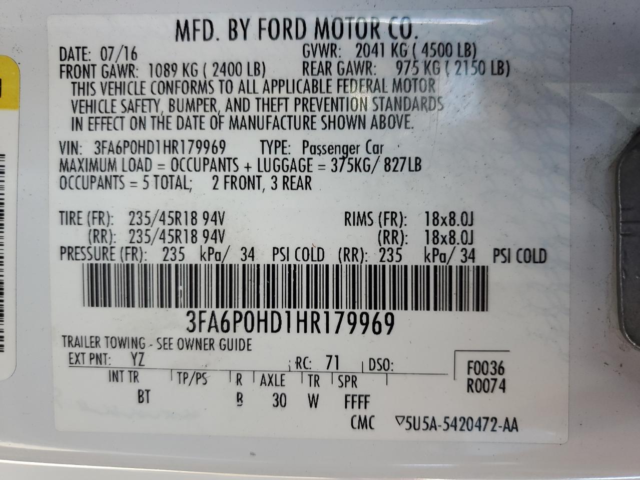 2017 FORD FUSION