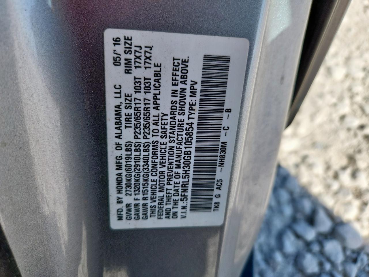 2016 HONDA ODYSSEY