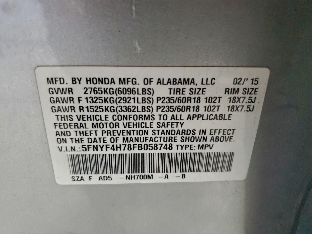 2015 HONDA PILOT