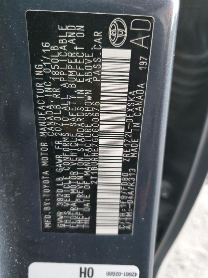 2016 TOYOTA COROLLA
