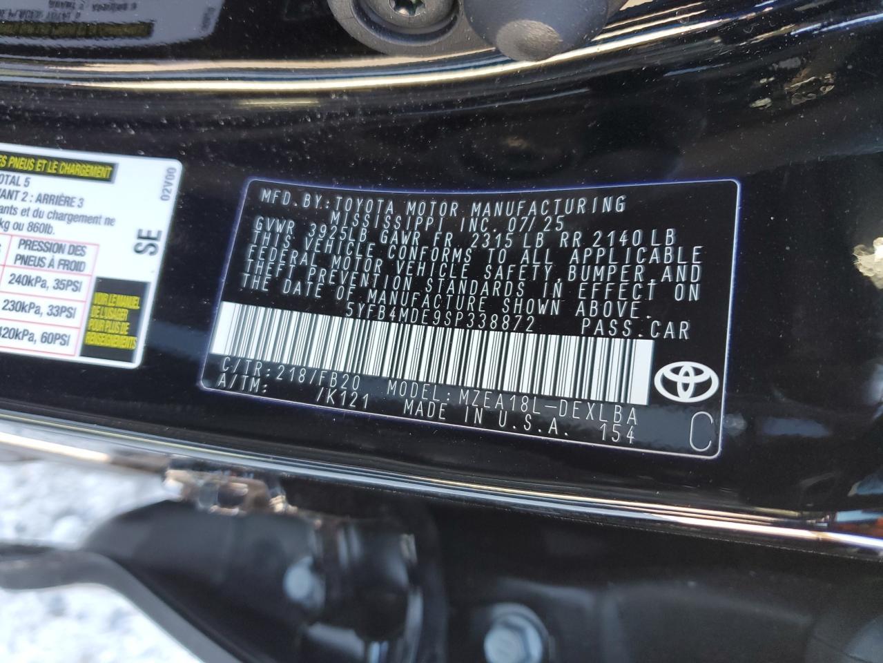2025 TOYOTA COROLLA