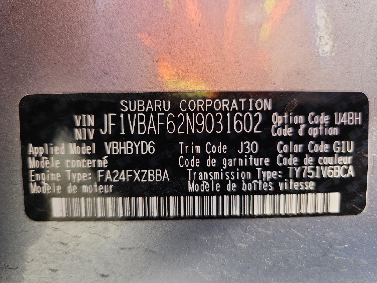 2022 SUBARU WRX