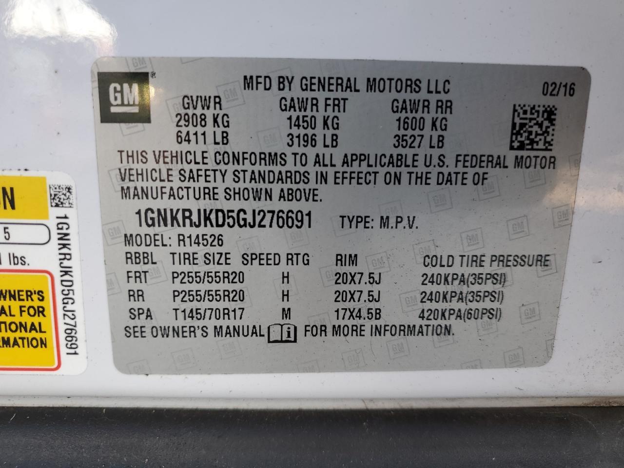 2016 CHEVROLET TRAVERSE